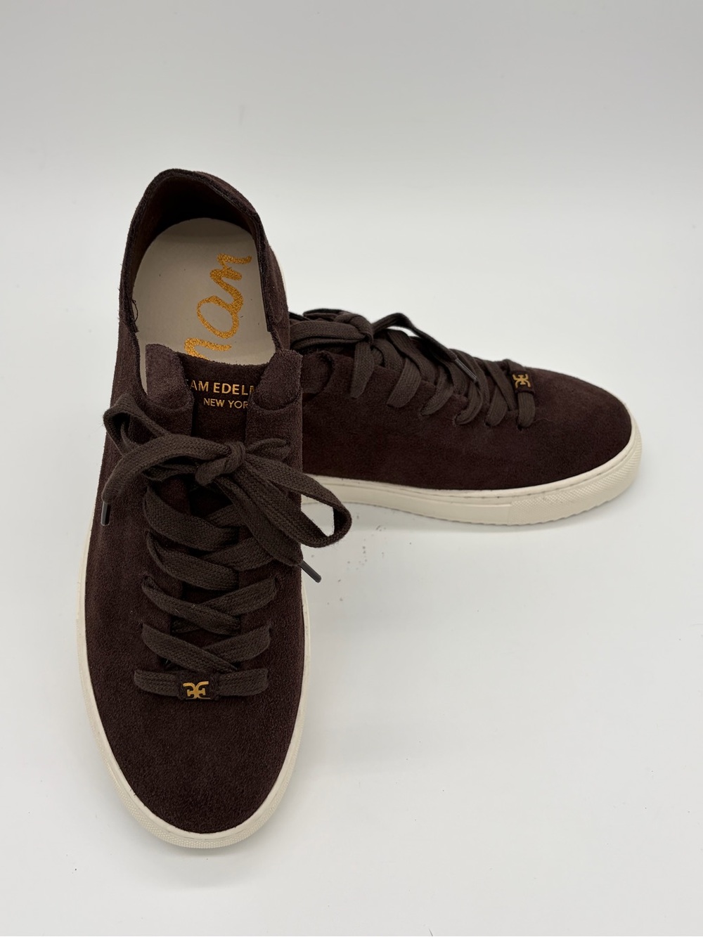 Sam Edelman Women’s Dark Brown Suede Low-Top Sneakers